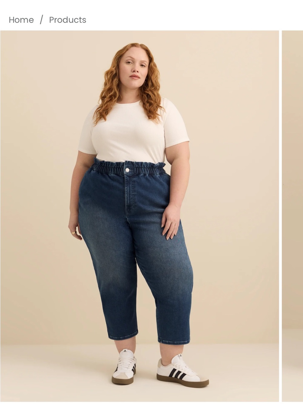 High-Rise Paperbag Waist Plus-Size Jeans in Dark Blue. 2 pairs.